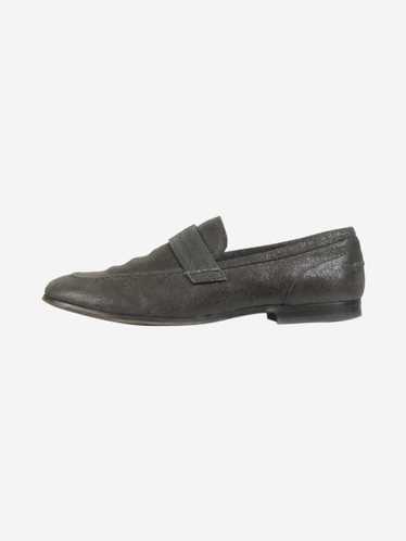 Brunello Cucinelli Brown sparkly leather loafers -