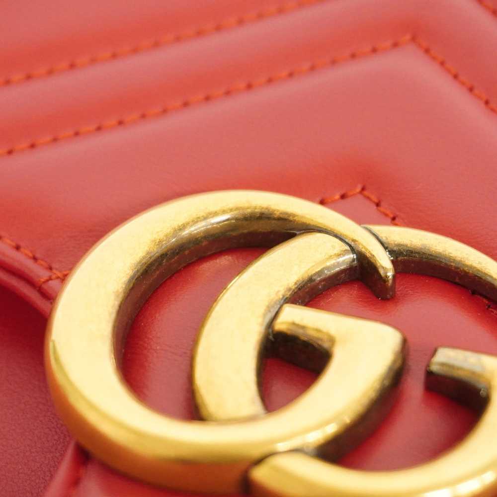 Gucci Gucci 2way Bag GG Marmont Leather Red Gold - image 6