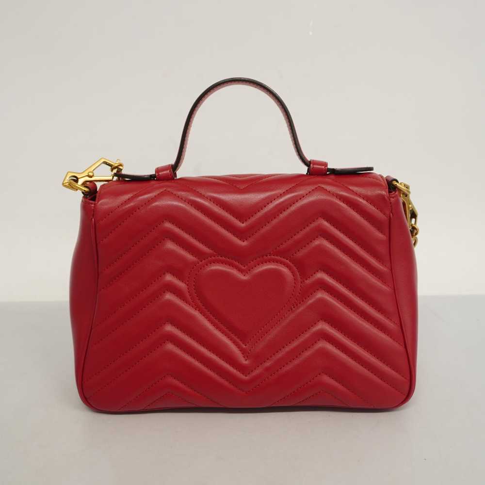 Gucci Gucci 2way Bag GG Marmont Leather Red Gold - image 8