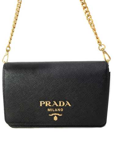 Prada Prada Leather Chain Shoulder Wallet Black