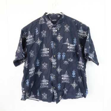 Vintage Men's Puritan Brand Rayon Shirt, Tropical Print Shirt With Trucks,  Blue on Blue Shirt, S 42 Chest 