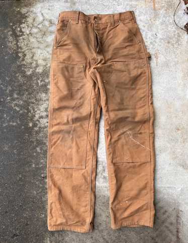 Vintage 1990s Distressed Beige Double Knee Work Pants Size 34 X 32 /  Thrashed / Vintage Denim / Streetwear / Vintage Workwear / 90's Painter 
