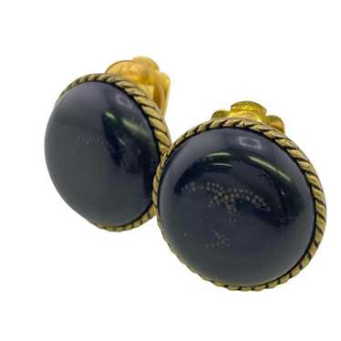 Chanel CHANEL 00A here mark earrings black ladies - image 1