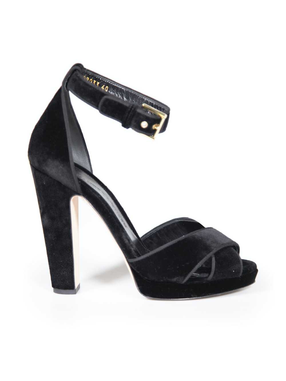 Alexander McQueen Black Velvet Platform High Heels - image 1