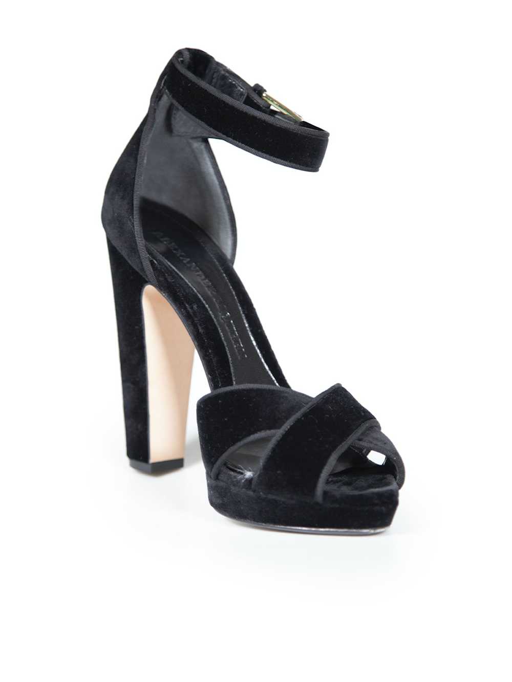 Alexander McQueen Black Velvet Platform High Heels - image 2