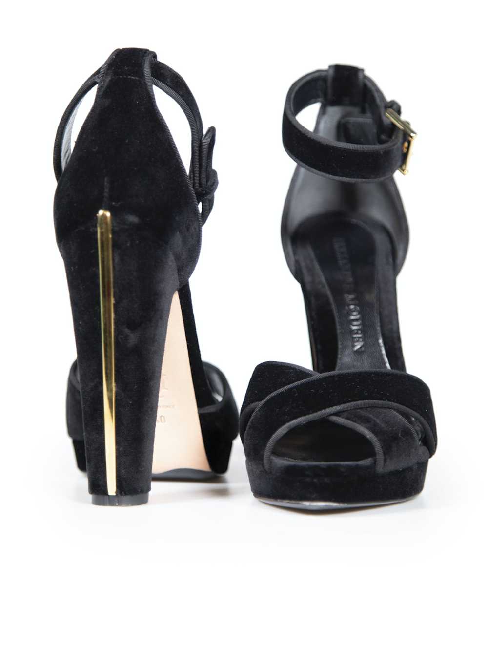 Alexander McQueen Black Velvet Platform High Heels - image 3