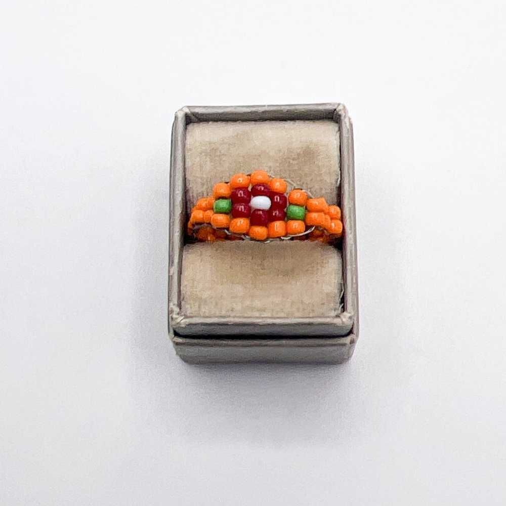 Vintage Orange Beaded Ring - image 1