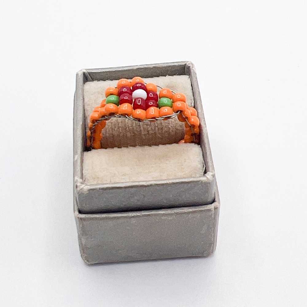 Vintage Orange Beaded Ring - image 2