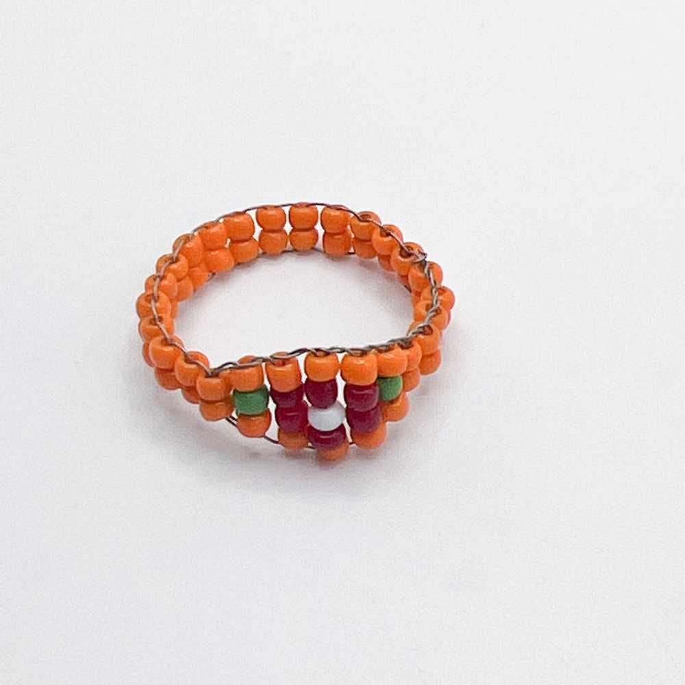 Vintage Orange Beaded Ring - image 3