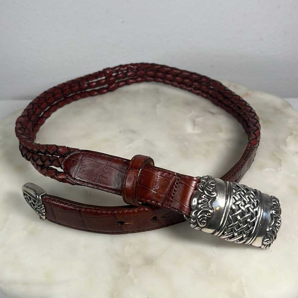 Vintage Brighton Braided Leather Belt with Ornate… - image 11