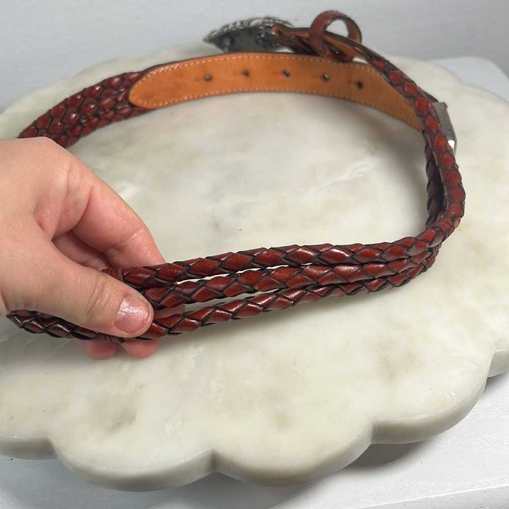 Vintage Brighton Braided Leather Belt with Ornate… - image 12
