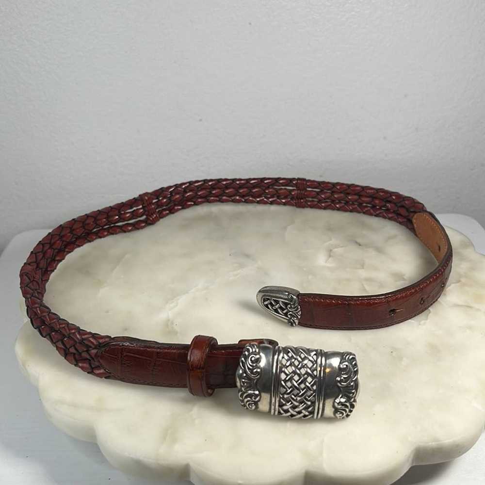 Vintage Brighton Braided Leather Belt with Ornate… - image 7