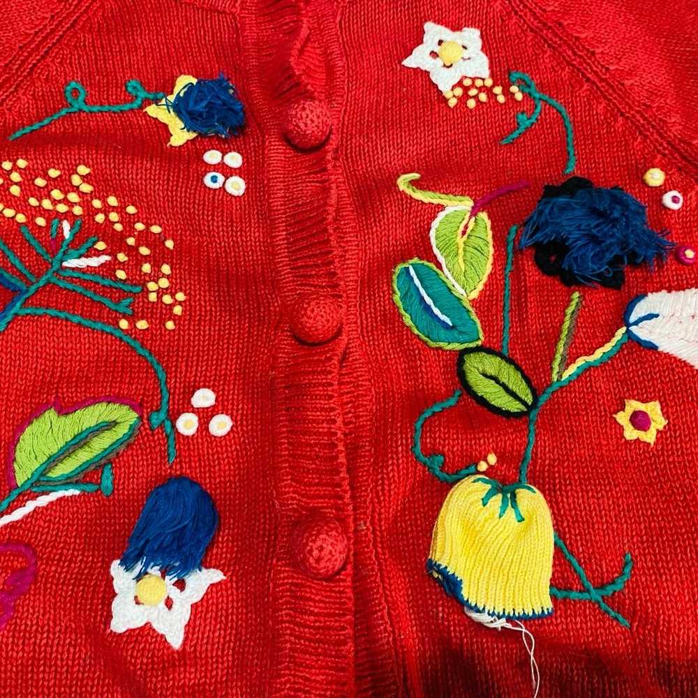 Vintage Michelle Stuart 3d flower cardigan - image 7