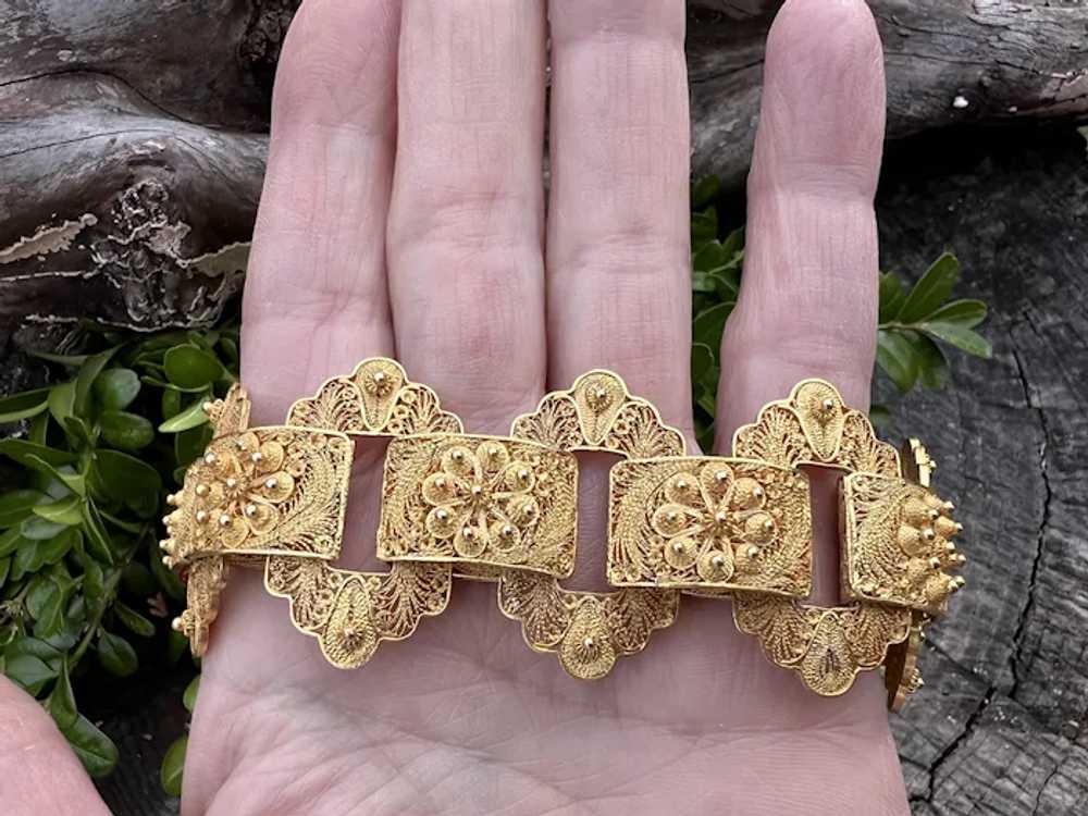 10K Yellow Gold Wide Gold Bracelet - image 3