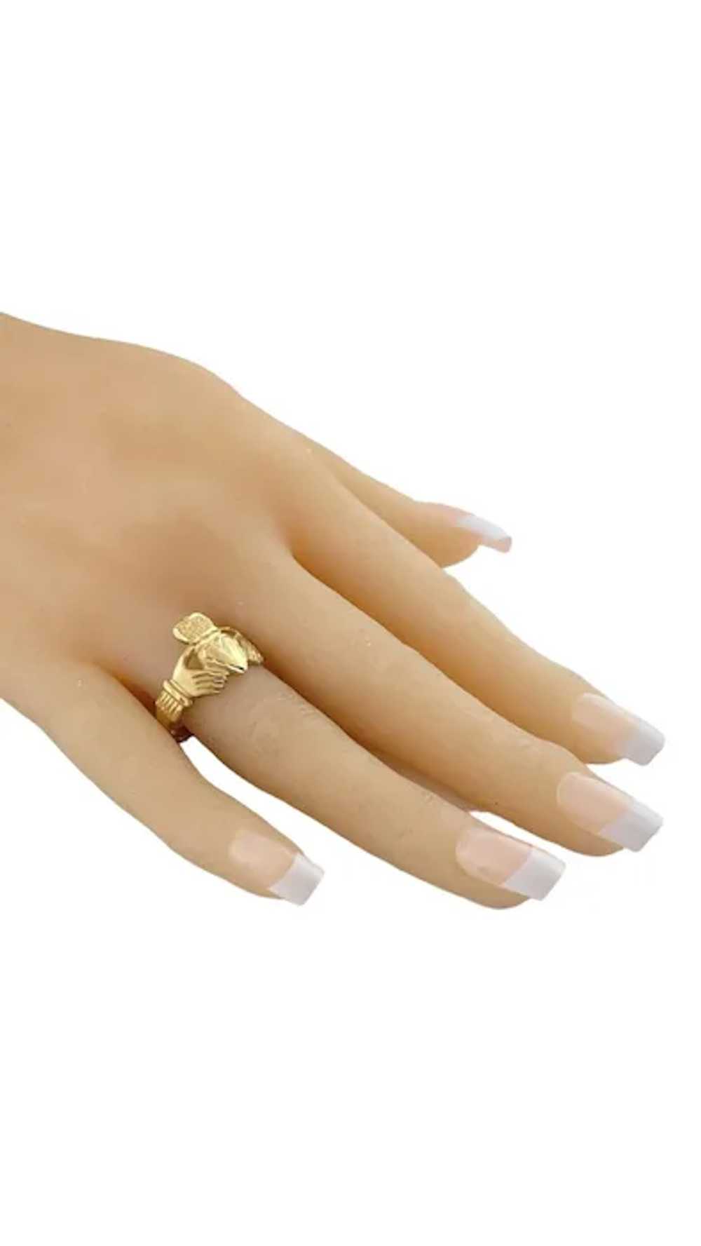 14K Yellow Gold Claddagh Ring Size 10.5 #16158 - image 7