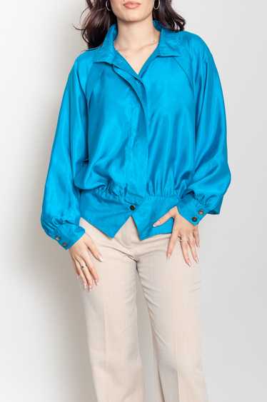 Shimmering 80s blouse Turquoise blue