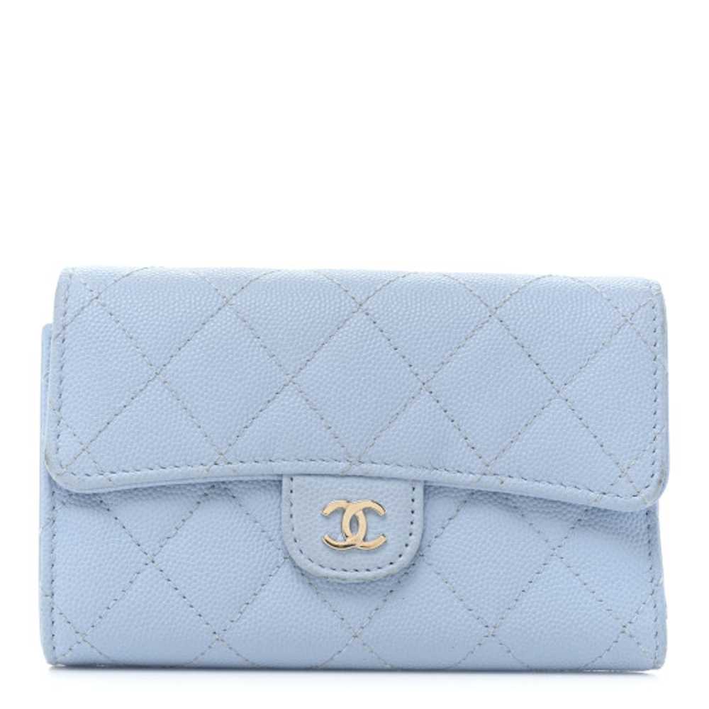 CHANEL Caviar Quilted Medium Flap Wallet Light Bl… - image 1