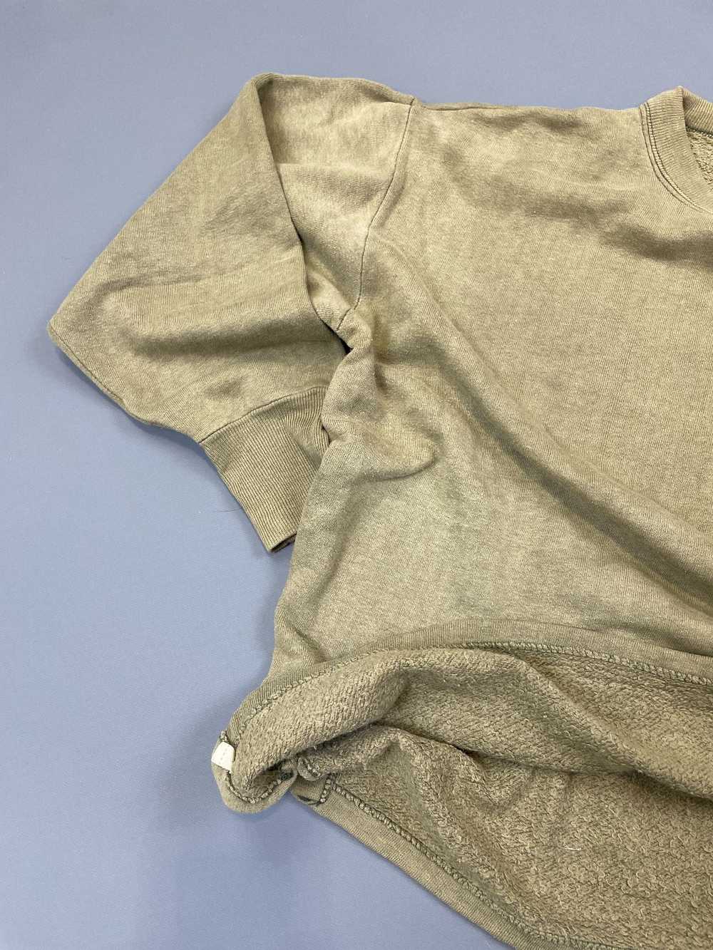 FADED OLIVE GREEN THICK BLANK PULLOVER SWEATSHIRT - image 3