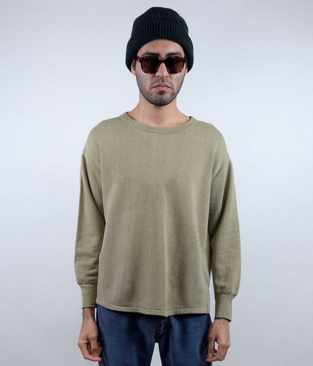 FADED OLIVE GREEN THICK BLANK PULLOVER SWEATSHIRT - image 4