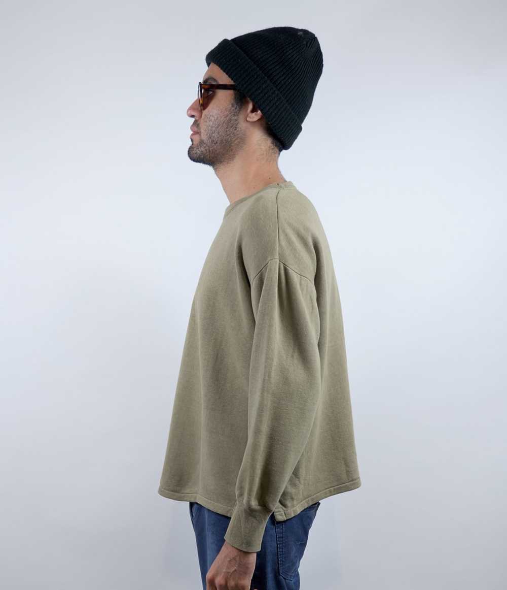 FADED OLIVE GREEN THICK BLANK PULLOVER SWEATSHIRT - image 6
