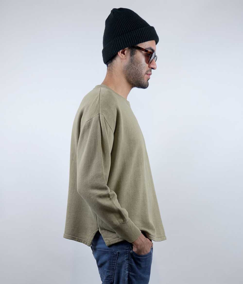 FADED OLIVE GREEN THICK BLANK PULLOVER SWEATSHIRT - image 8