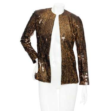 1960s Copper and Black Tiger Print Sequin Jacket - image 1