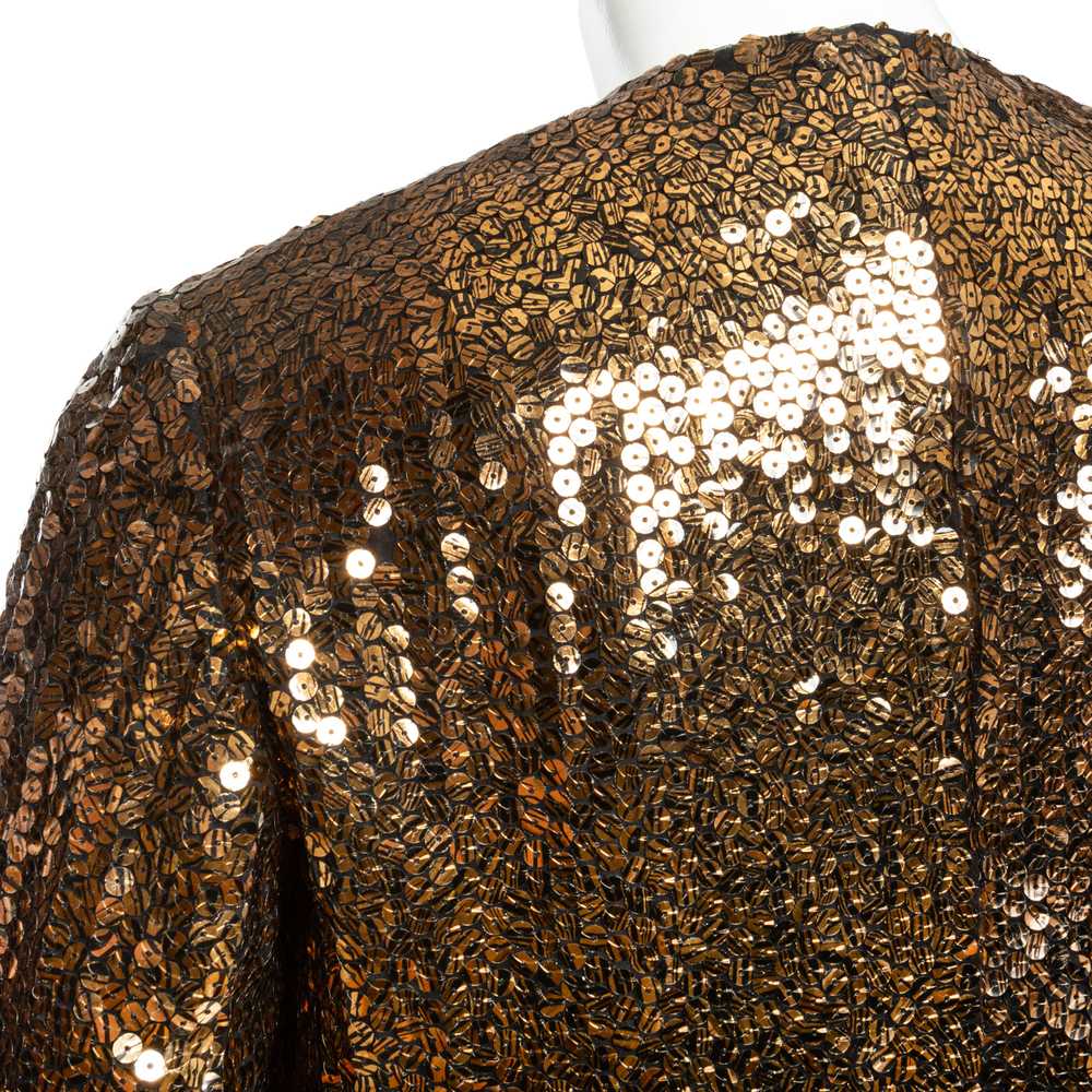 1960s Copper and Black Tiger Print Sequin Jacket - image 5