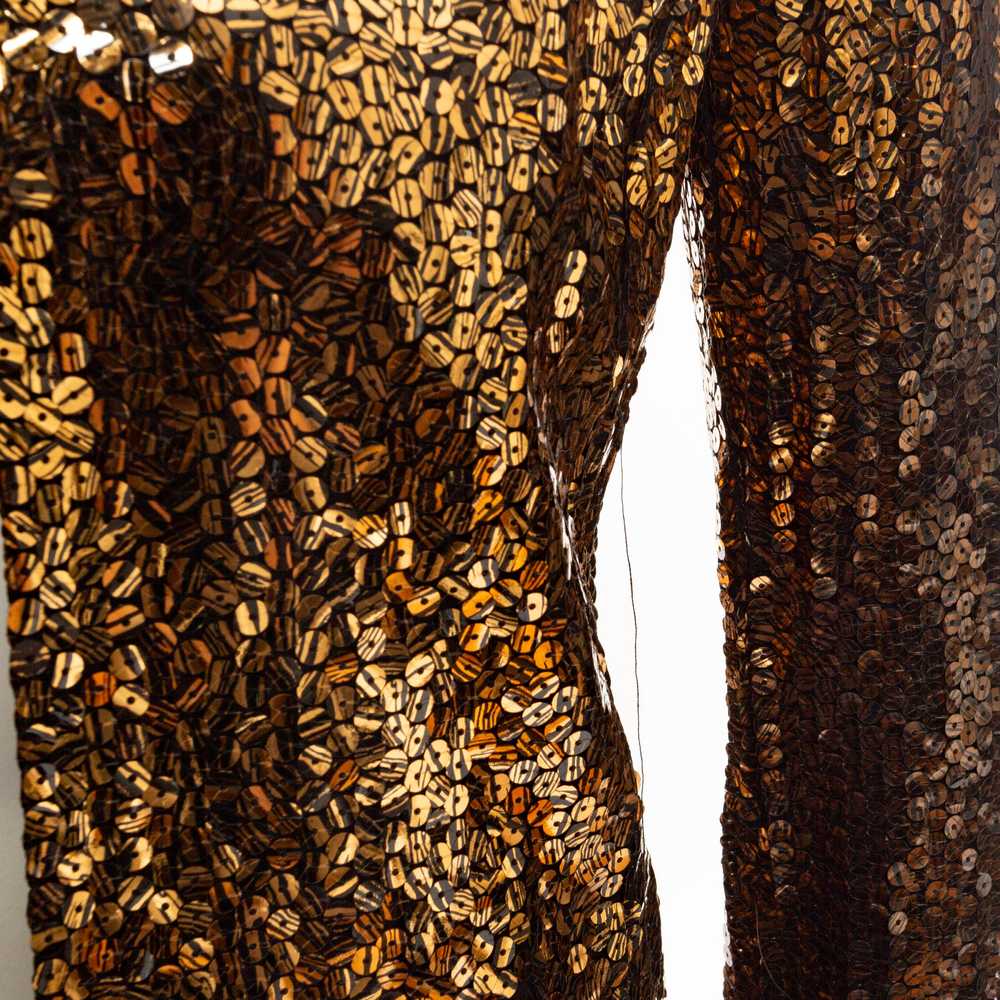 1960s Copper and Black Tiger Print Sequin Jacket - image 6
