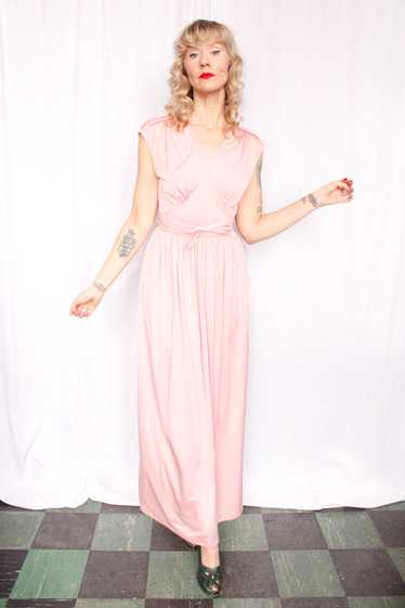 1970s Grecian Pink Jersey Gown - Xsmall