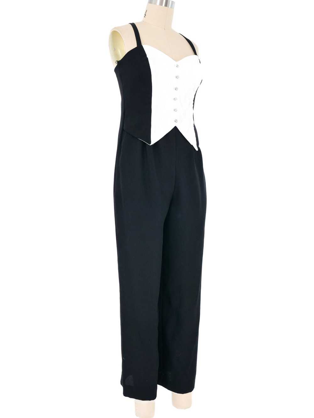 1980s Trompe L'oeil Tuxedo Jumpsuit - image 3