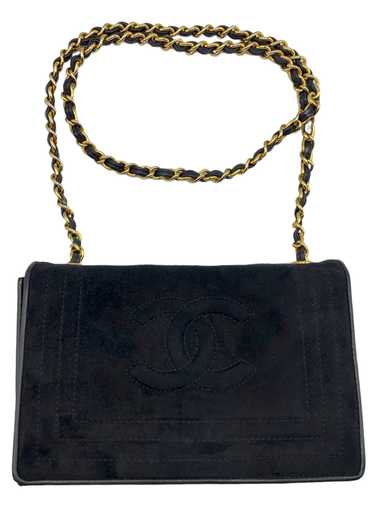 Chanel 90s Black Suede Quilted Mini Shoulder Flap 