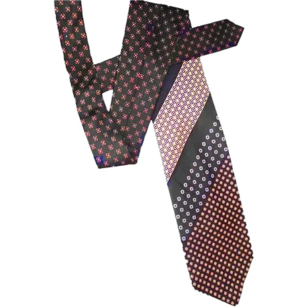 70s Wide Tie Brown Shades Mixed Print, Dark Acade… - image 1
