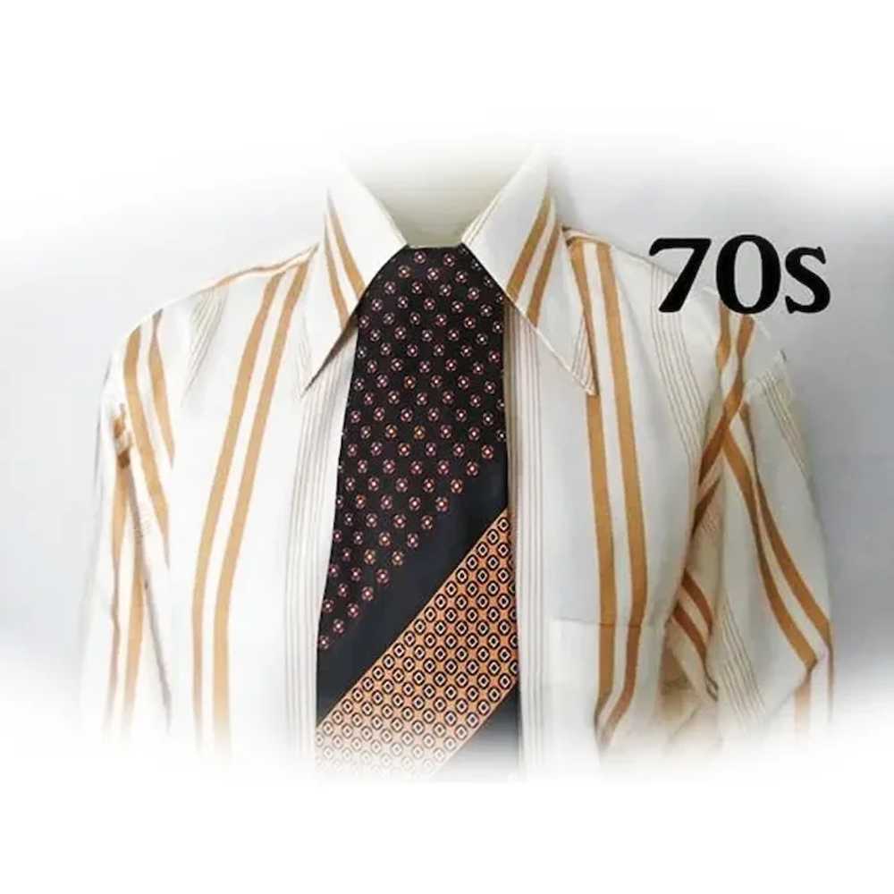 70s Wide Tie Brown Shades Mixed Print, Dark Acade… - image 3