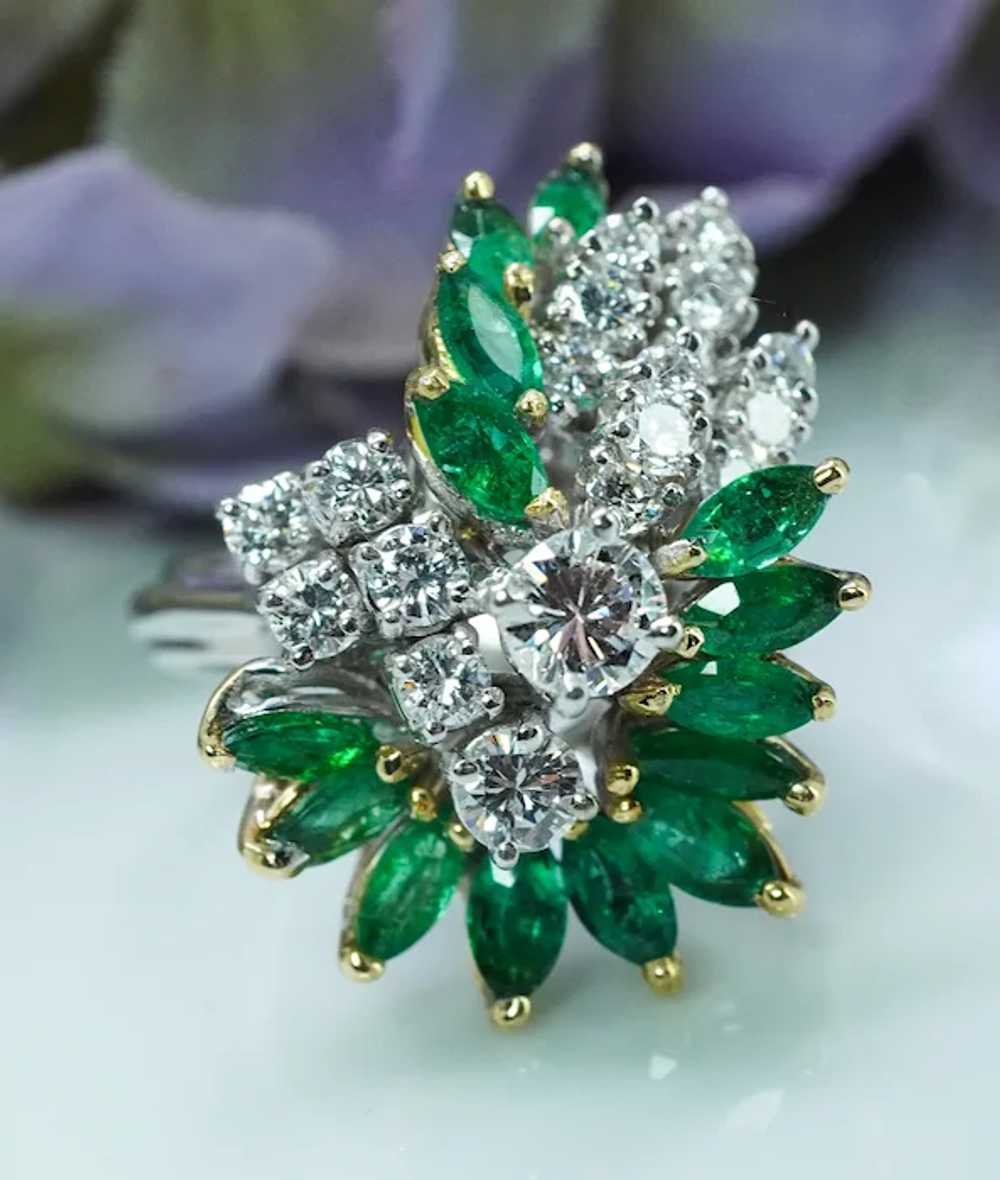 Giant Vintage Colombian Emerald Diamond Cocktail … - image 2