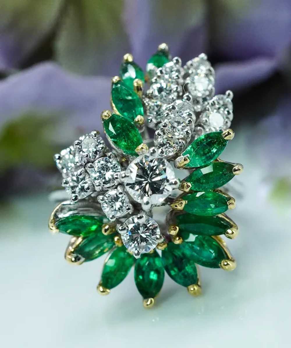 Giant Vintage Colombian Emerald Diamond Cocktail … - image 3