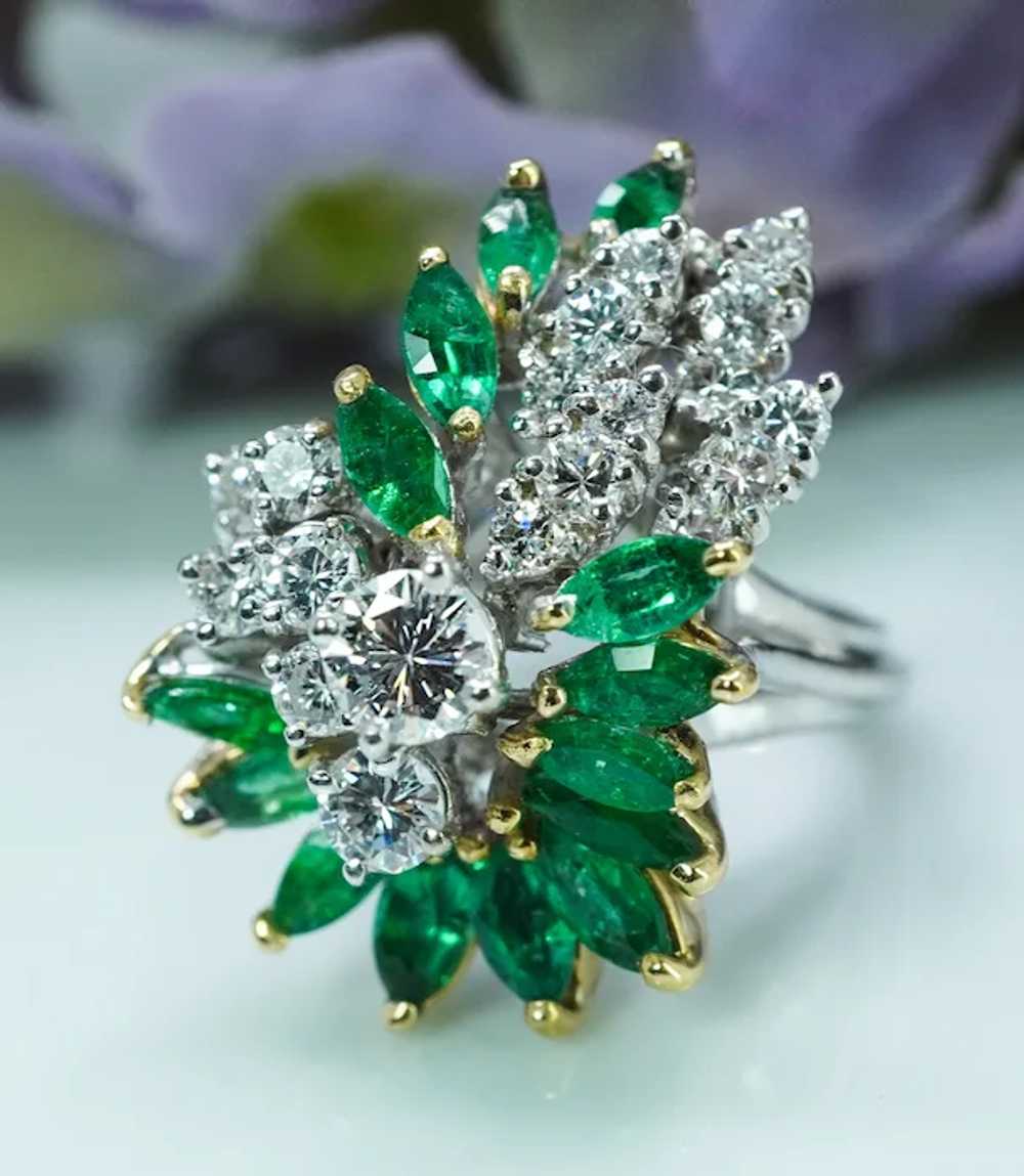 Giant Vintage Colombian Emerald Diamond Cocktail … - image 4