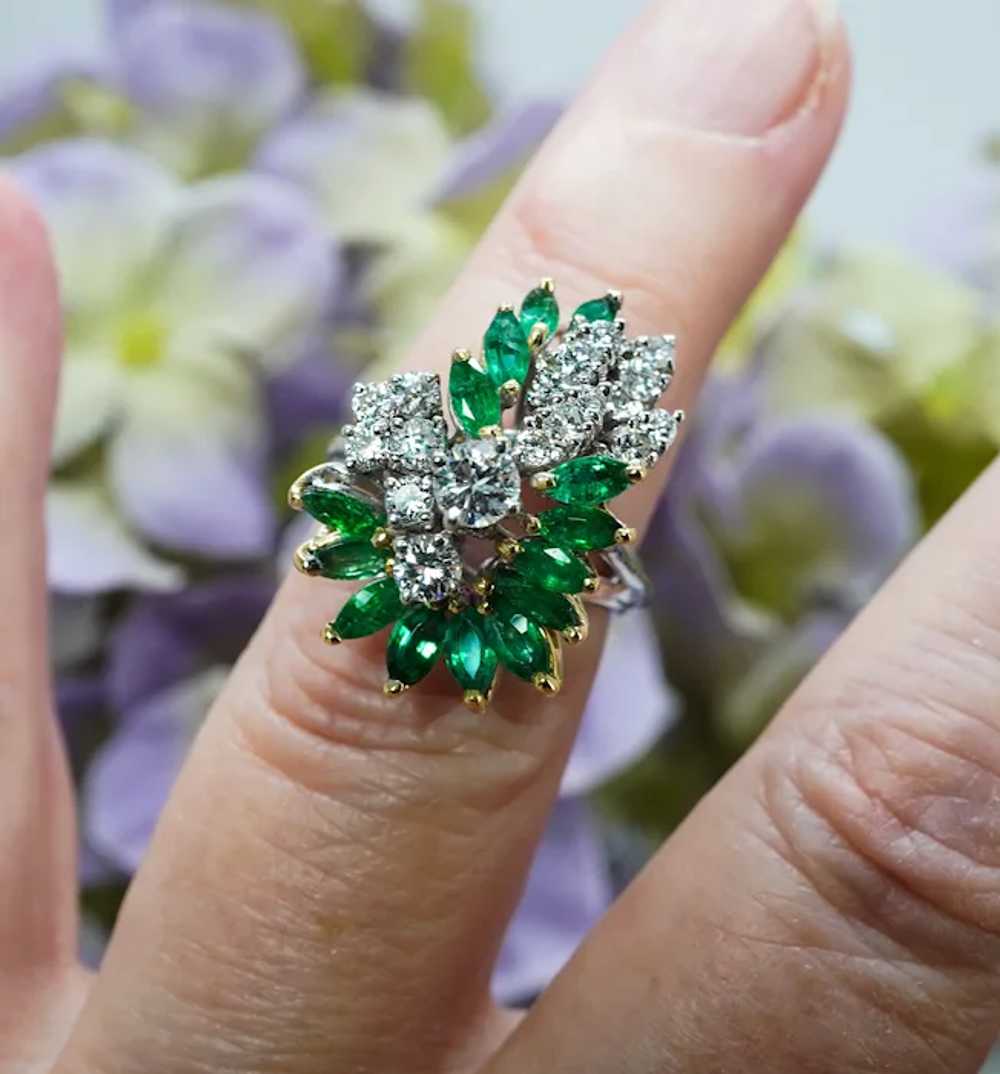 Giant Vintage Colombian Emerald Diamond Cocktail … - image 5