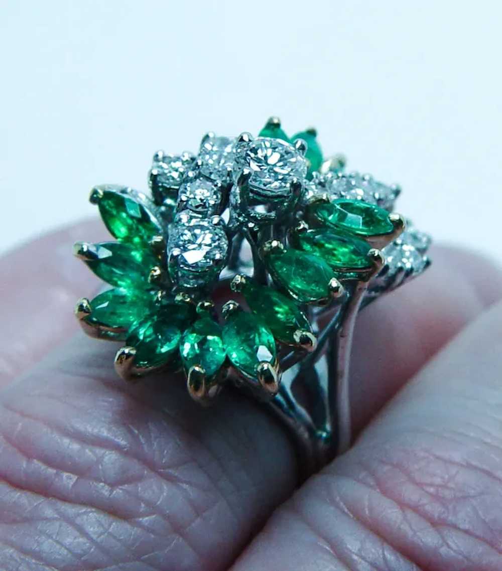 Giant Vintage Colombian Emerald Diamond Cocktail … - image 6