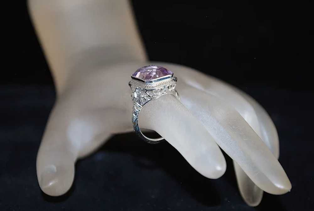 14K w/g Filigree Amethyst Ring - 1910 - image 4