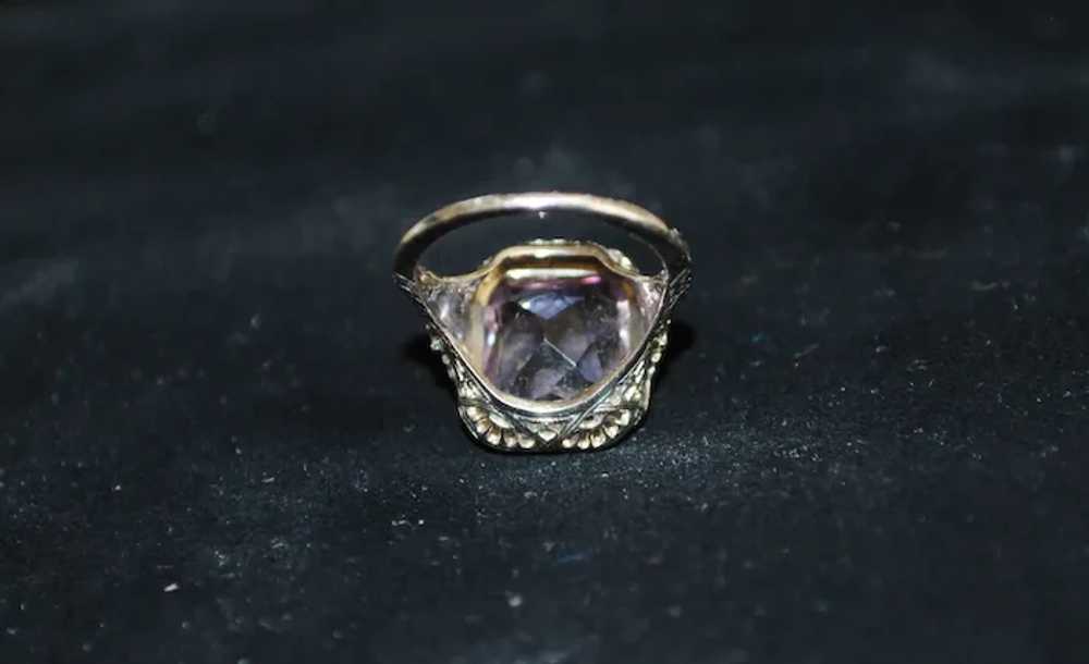 14K w/g Filigree Amethyst Ring - 1910 - image 6