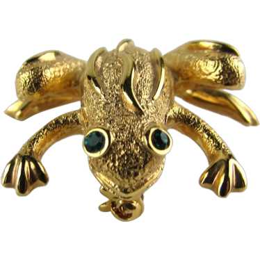 Vintage Napier Gold Tone Frog Pin Ready to Kiss - image 1