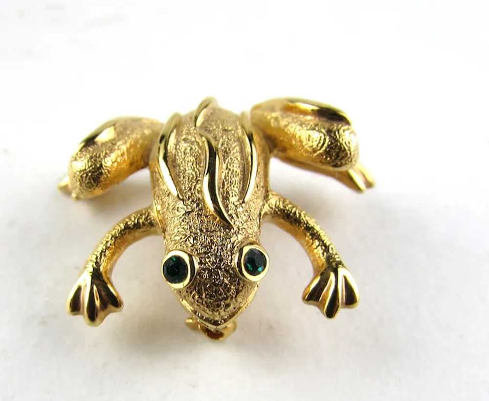 Vintage Napier Gold Tone Frog Pin Ready to Kiss - image 2