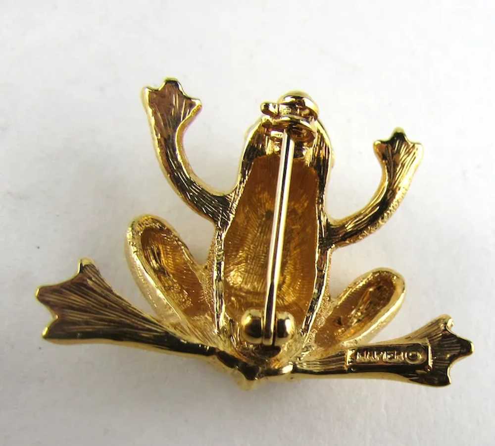 Vintage Napier Gold Tone Frog Pin Ready to Kiss - image 3