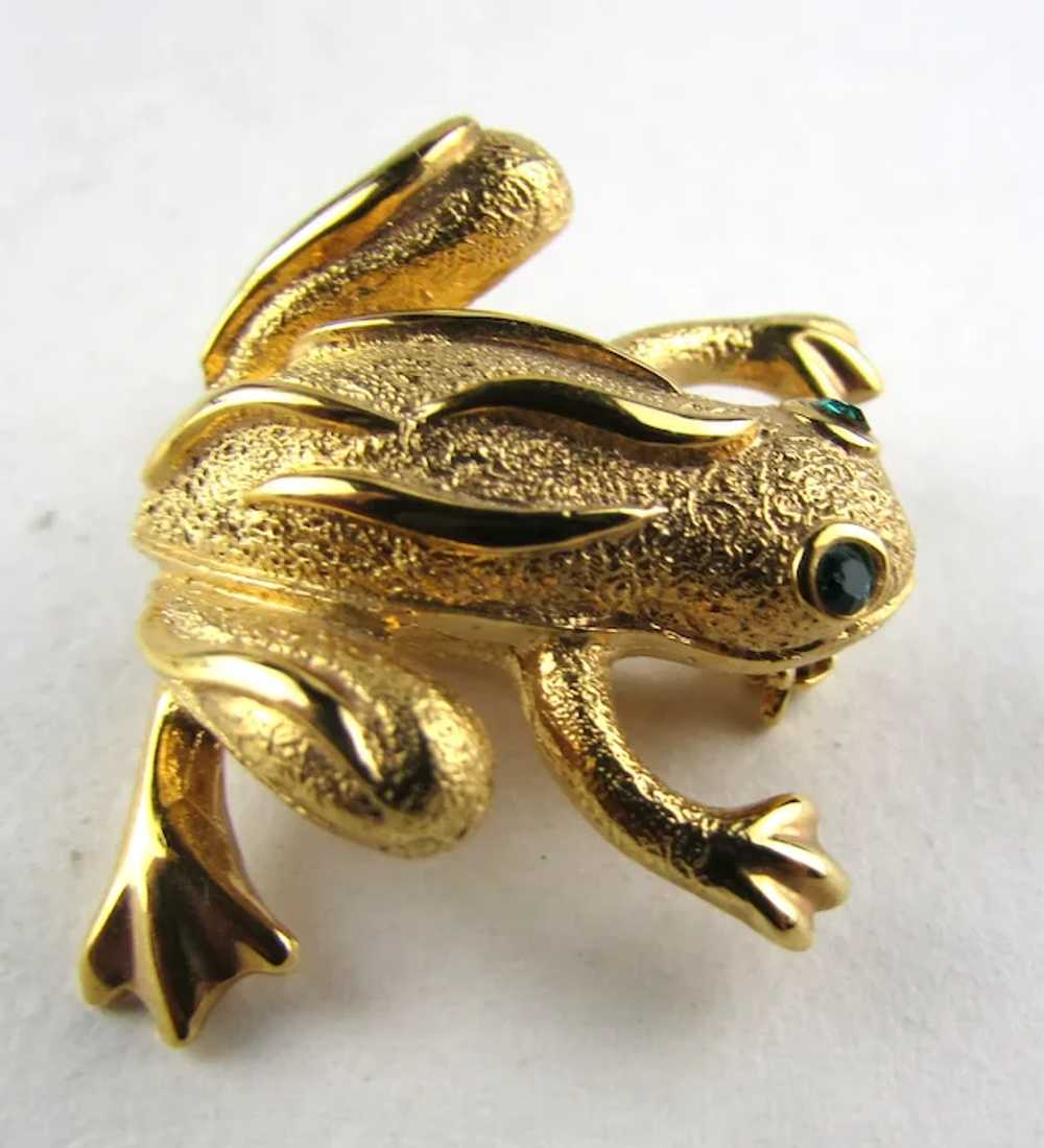 Vintage Napier Gold Tone Frog Pin Ready to Kiss - image 5