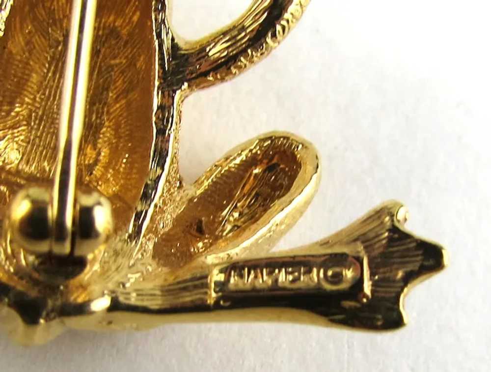 Vintage Napier Gold Tone Frog Pin Ready to Kiss - image 7