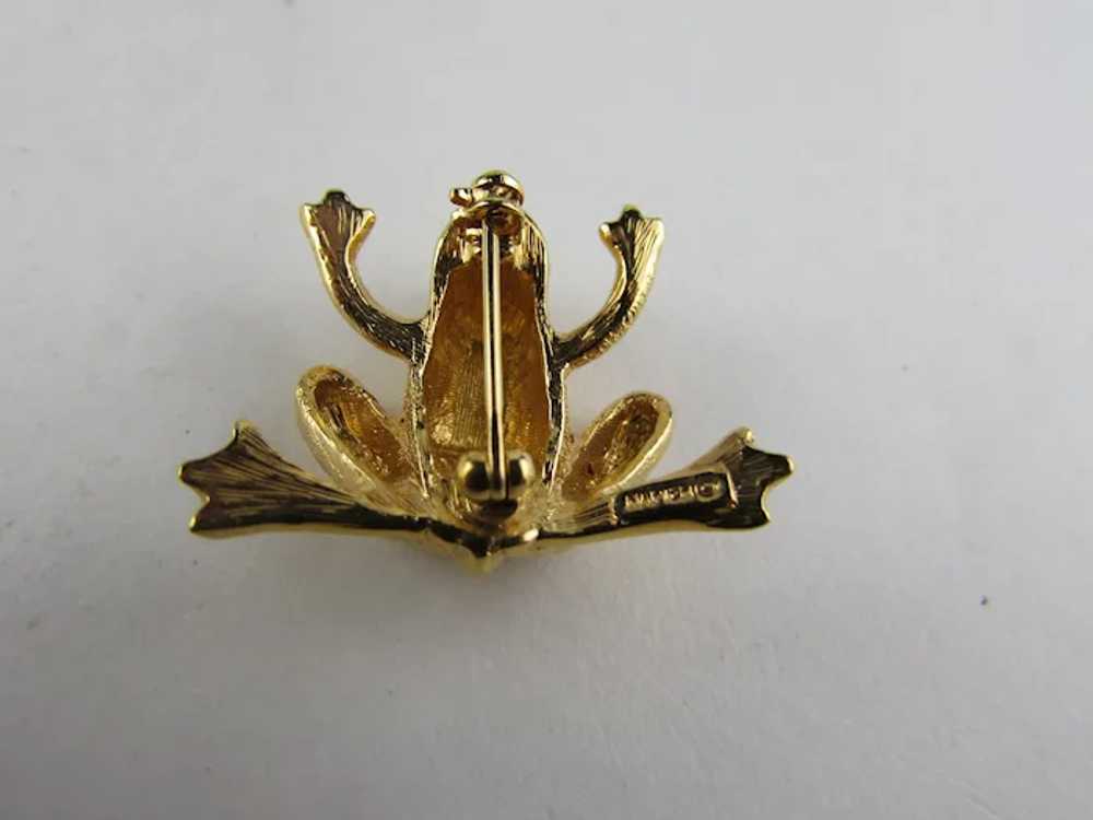Vintage Napier Gold Tone Frog Pin Ready to Kiss - image 9