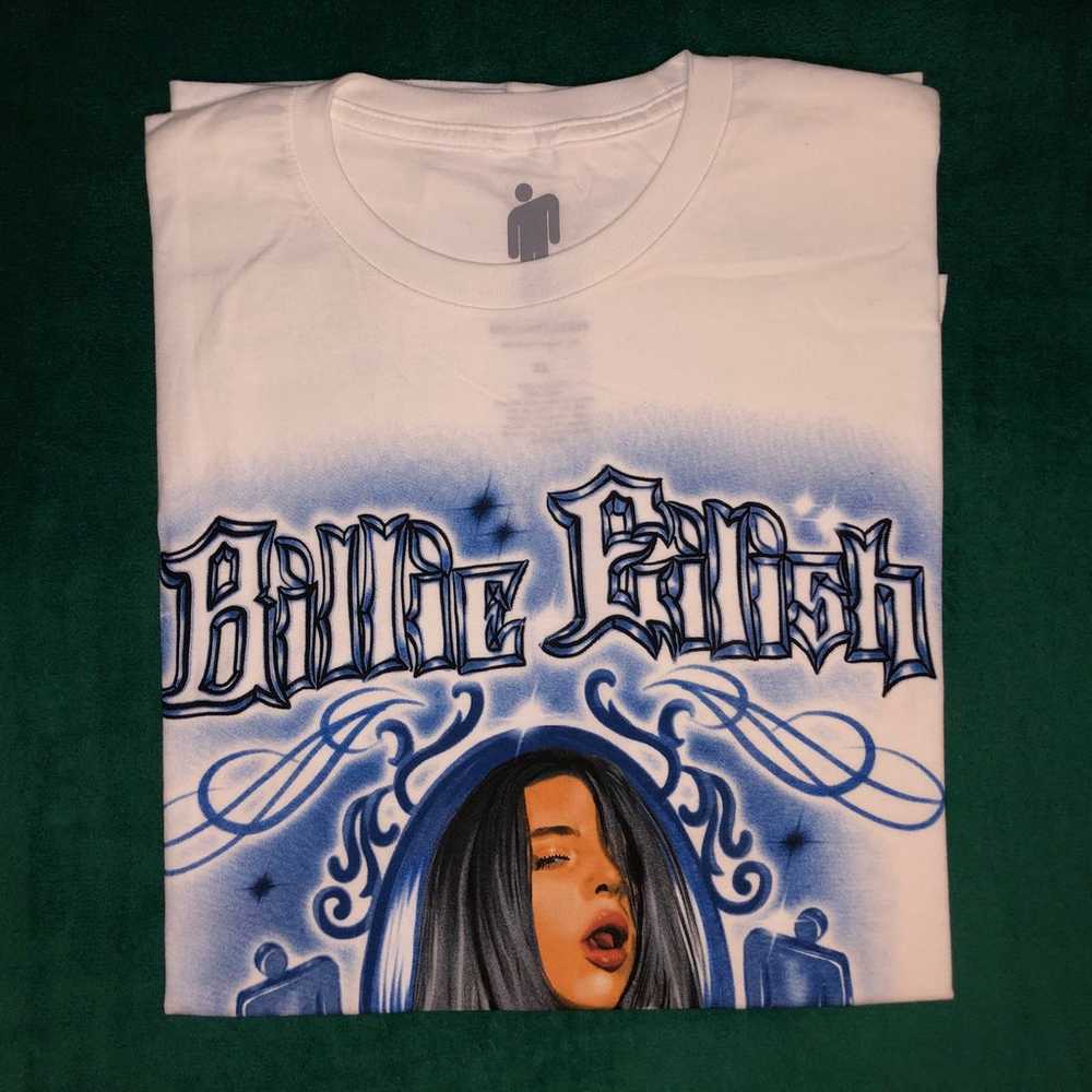 Billie Eilish “Blue Airbrush Style” White T-Shirt - image 1