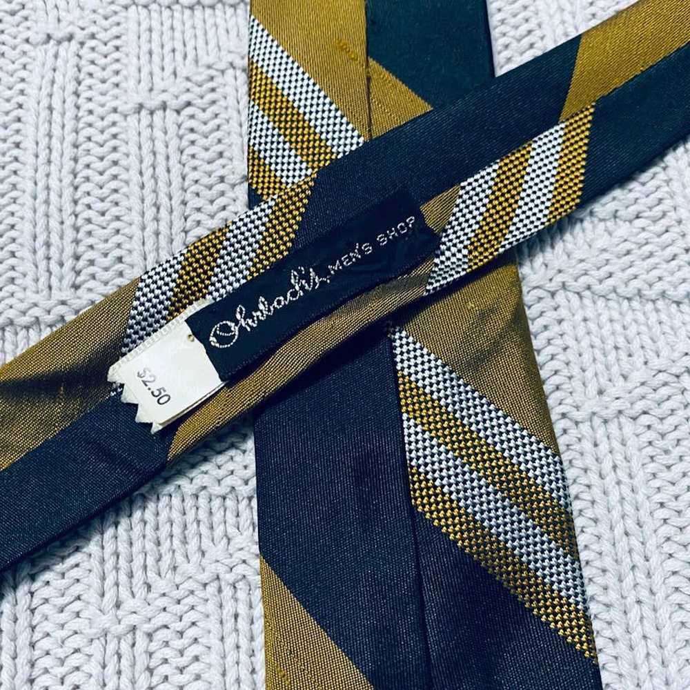 Vintage Vintage Ohrbach gold striped skinny silk … - image 3