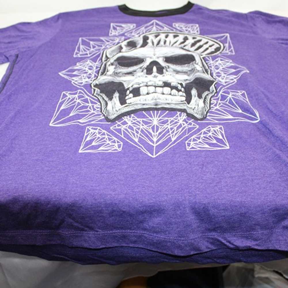 vintage Graphic T-Shirt Purple w/ Skull Front XL - image 1