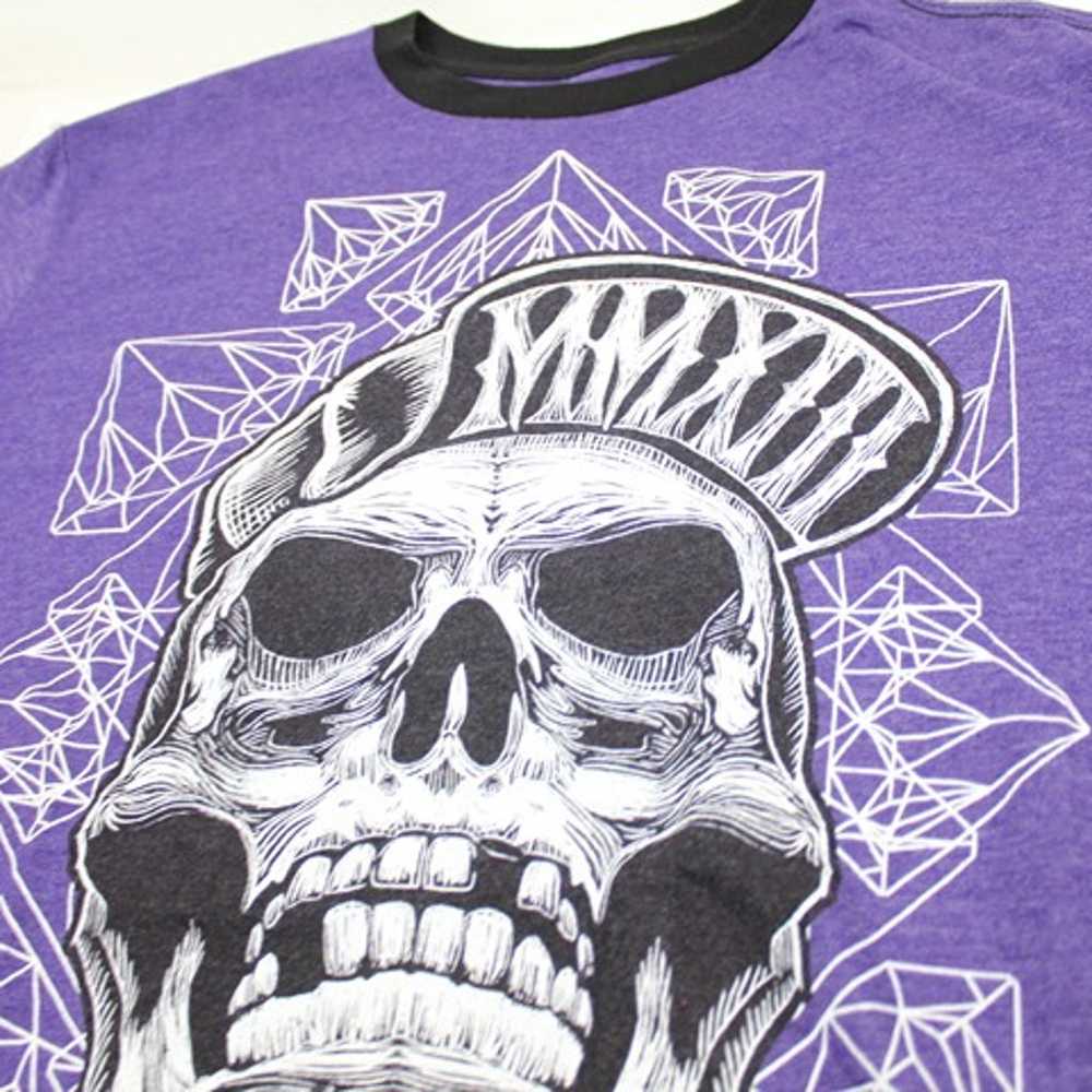 vintage Graphic T-Shirt Purple w/ Skull Front XL - image 2